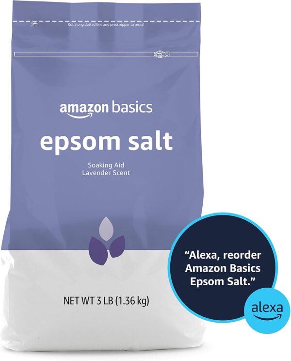 A bag of Pure Epsom Salt, ideal for muscle relaxation, stress relief, and soothing bath soaks.