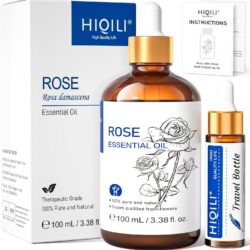 HIQILI Natural Rose Essential Oil for Relaxation – 100% Pure Aromatherapy Oil, Therapeutic & Calming Benefits