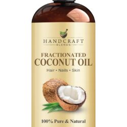 Pure fractionated coconut oil for moisturizing and essential oil blending.