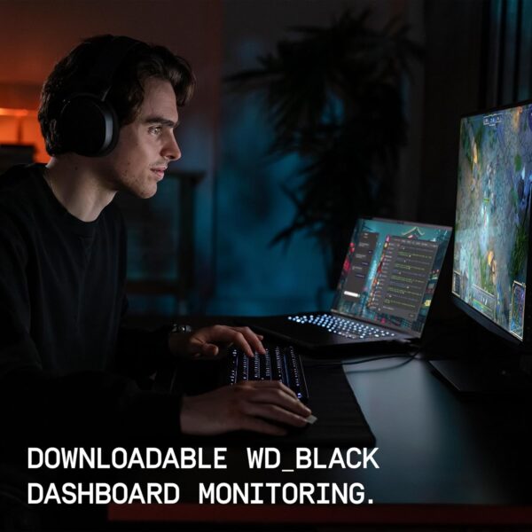 WD_BLACK SN7100 NVMe SSD with downloadable dashboard for monitoring performance.
