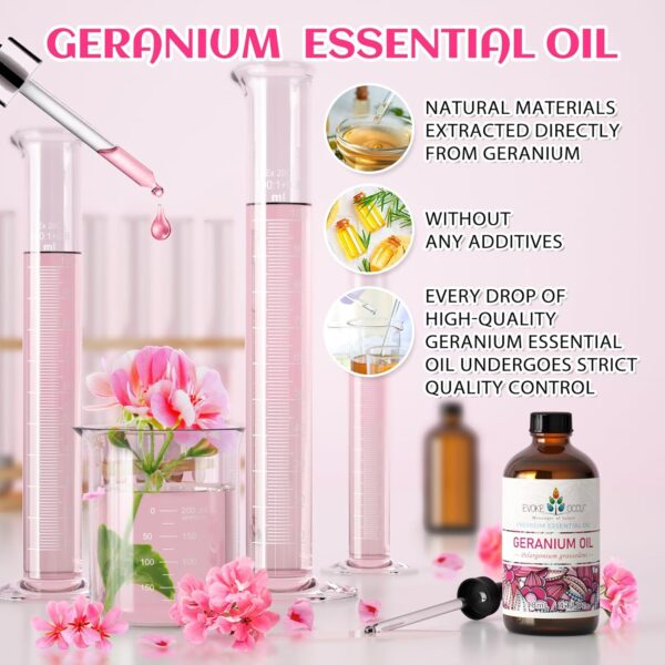 Geranium Essential Oil - Therapeutic Grade for Massage, Aromatherapy & Diffuser - 4oz