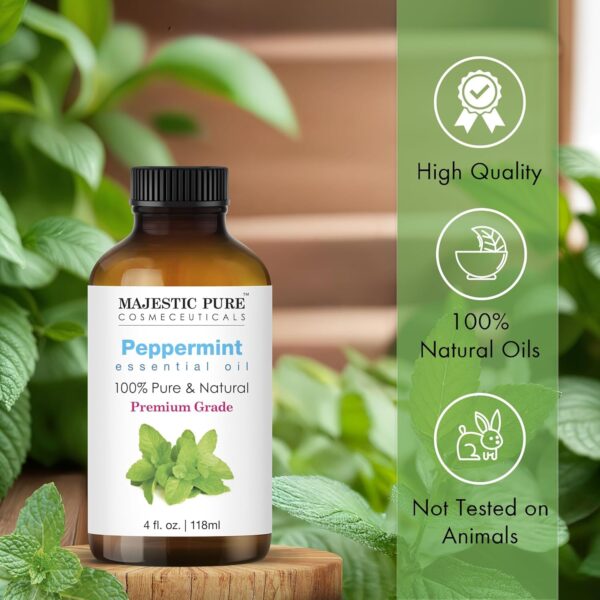 Majestic Pure Peppermint Essential Oil 4oz - Pure and Therapeutic Grade for Relaxation