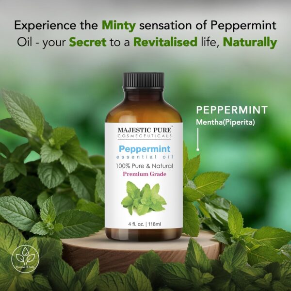 Majestic Pure Peppermint Essential Oil 4oz - Pure and Therapeutic Grade for Relaxation