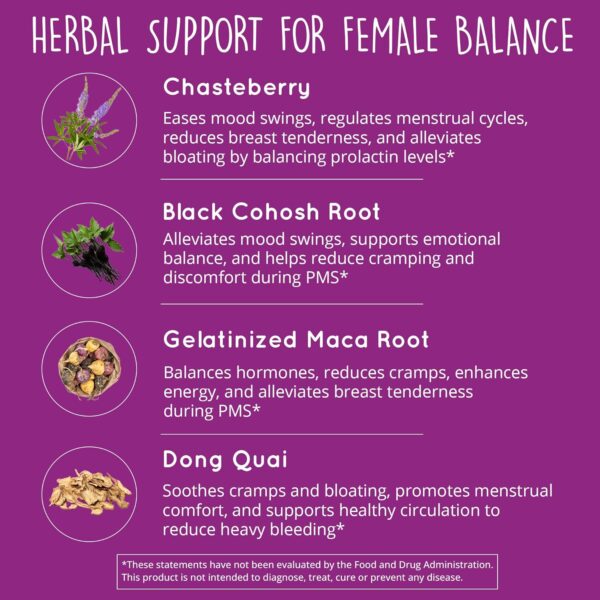 Happy Healthy Hippie Hormone Balance – natural PMS & menopause support supplement with 60 vegan capsules for hormonal wellness.