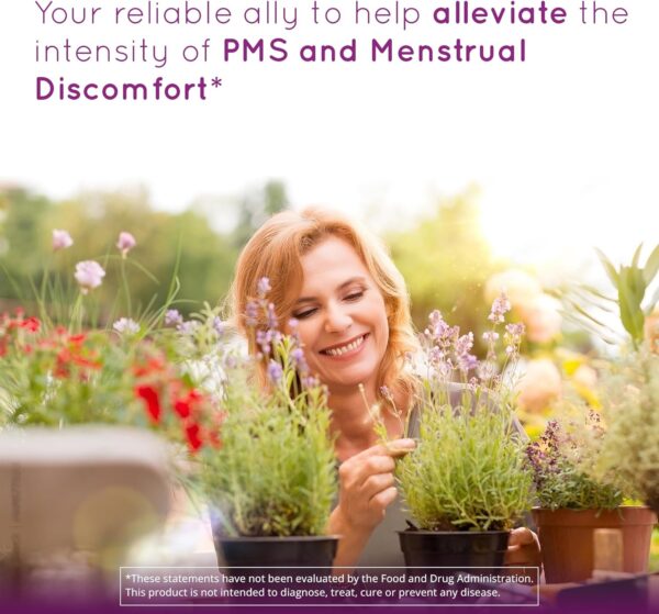 Woman enjoying balanced hormones with Happy Healthy Hippie supplement for PMS relief and menopause support.