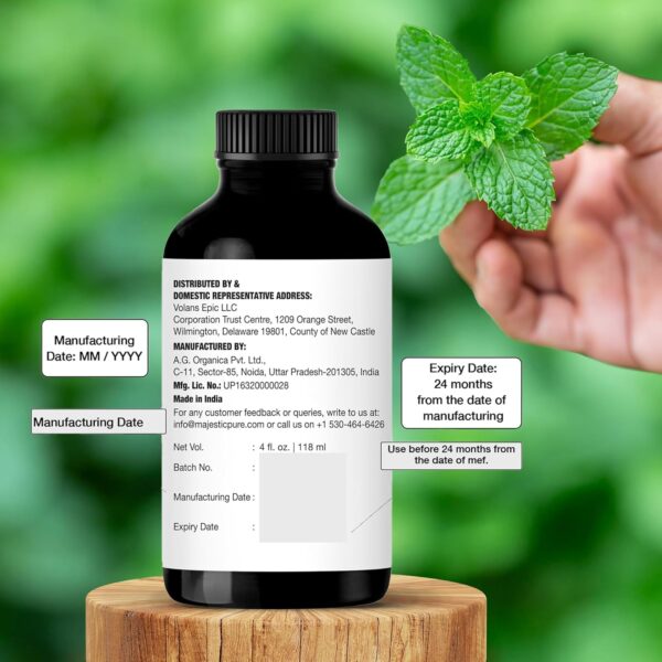 Majestic Pure Peppermint Essential Oil 4oz - Pure and Therapeutic Grade for Relaxation