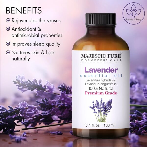 Majestic Pure Lavender Essential Oil 4oz - Therapeutic Grade for Relaxation