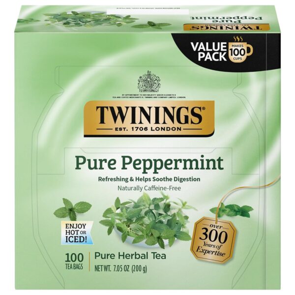 Twinings Peppermint Herbal Tea 20 Bags - Refreshing, Caffeine-Free