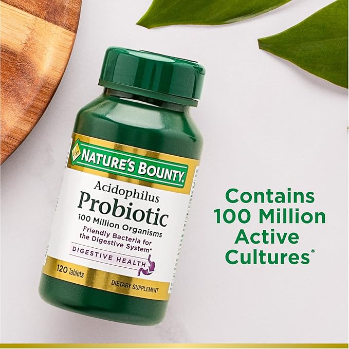 Nature's Bounty Acidophilus Probiotic, Daily Probiotic Supplement, Supports Digestive Health, Twin Pack, 100 Count (Pack of 2)