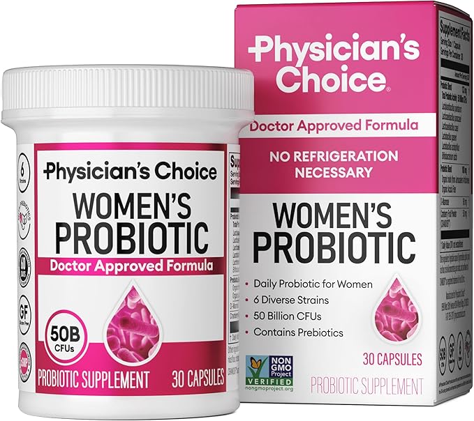 Physician's CHOICE Probiotics for Women - PH Balance, Digestive, UT, & Feminine Health - 50 Billion CFU - 6 Unique Strains for Her - Organic Prebiotics, Cranberry Extract+ - Women Probiotic - 30 CT