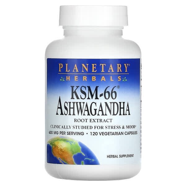 Planetary Herbals, KSM-66® Ashwagandha Root Extract, 600 mg, 120 Vegetarian Capsules (300 mg per Capsule)